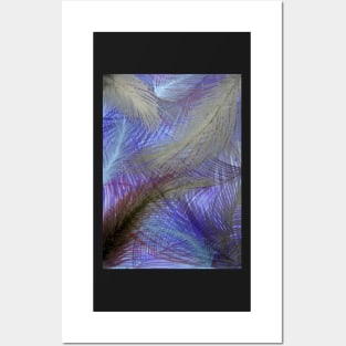 BLUE INDIGO FEATHERS PALM PRINT GOLD BLACK BLUE DECO POSTER Posters and Art